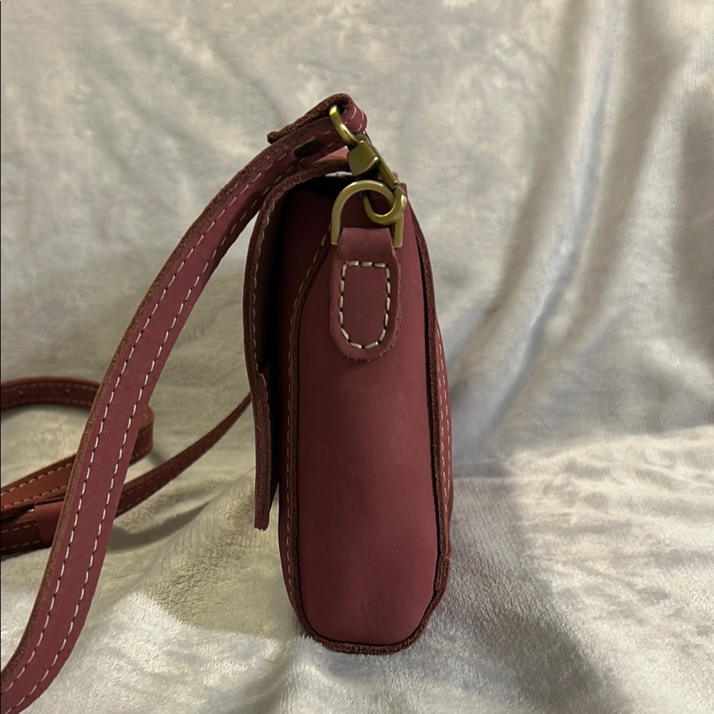 PORTLAND LEATHER Women's Wine Colored Crossbody Bag - Picture 8 of 11